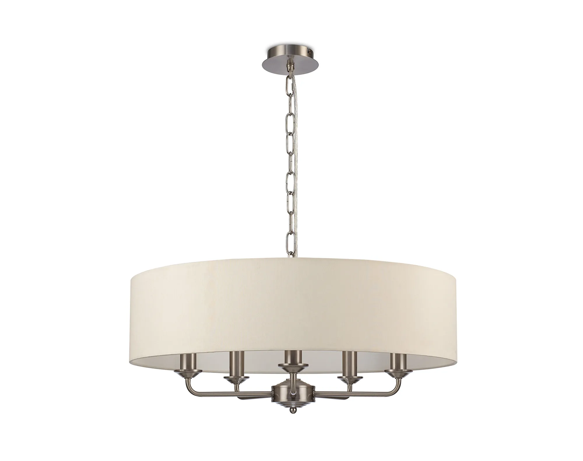 Banyan 60cm 5 Light Pendant Satin Nickel; Ivory Pearl DK0063  Deco Banyan SN IV